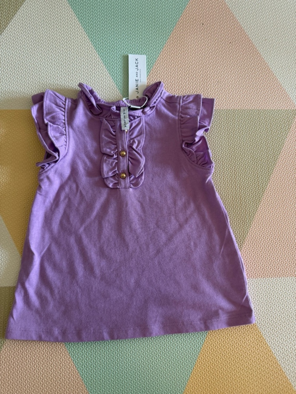 Janie and Jack Lavender Ruffle Front Knit Tee Size 4 NWT